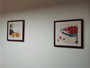 紫腾随轩齐白石装饰画新中式客厅背景墙面挂画卧室饭厅餐厅水墨虾壁画 樱桃 40*40cm红木色实木框 实拍图