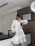 VEGA CHANG白色连衣裙女2026春新款法式V领长袖高级感蕾丝裙子 云朵白（长袖） L 实拍图