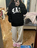Gap男女装LOGO仿羊羔绒落肩袖卫衣美式休闲保暖连帽衫807084 黑色 XS (175/88A) 实拍图