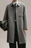 太平鸟男装毛呢大衣长款男冬季翻领宽松外套休闲质感 灰色 3XL  实拍图