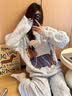 另约冬季韩版甜美卡通加厚半边绒睡衣女宽松日系保暖珊瑚绒家居服套装 4894 蓝腊肠狗 L 实拍图
