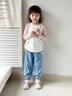 班喜迪女童牛仔裤秋装2025新款洋气宝宝冰丝裤子儿童薄款束脚休闲裤秋季 蓝色 130 实拍图