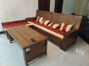 小木窝沙发香樟木实木沙发组合中式木质储物冬夏两用客厅仿古雕花式家具 四人位+贵妃榻+茶几 组合 实拍图