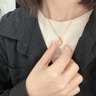 中国黄金（CHINA GOLD）爱心黄金项链女金镶玉和田玉金吊坠七夕情人节礼物送女友生日老婆 足金玉见你吊坠【赠黄银链】京速达 实拍图
