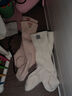 南律3双装秋冬婴儿袜加厚保暖宝宝点胶防滑袜中高筒珊瑚绒袜新生儿袜 3双装（卡其+白色+粉） L码(1-3岁) 实拍图