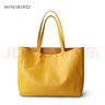 米妮鸟（minibird）真皮女包新年情人节礼物简约托特包上班通勤包大容量牛皮单肩大包 柠檬黄 横款 实拍图