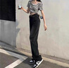 NEW OR MODE高街美式牛仔裤男港风复古潮牌设计感春秋季情侣休闲直筒阔腿裤子 黑色 XL 【建议140-155斤】 实拍图