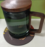 瓷牌茗茶具（cipaiming teaset）玻璃茶杯茶水分离带盖泡茶水杯个人办公室情侣喝茶杯子 青灰《灵空》直身-胡桃木把 实拍图