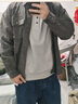 马登工装美式复古宽松夹克灯芯绒翻领古着痞帅外穿口袋薄衬衫男秋 烟灰色 M 实拍图