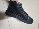 卡帝乐鳄鱼（CARTELO）鞋子男鞋秋冬季2025高帮休闲鞋男英伦皮鞋男士运动板鞋靴 黑色 44 实拍图
