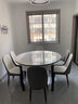 惠寻 京东自有品牌 现代简约岩板餐桌椅组合小户型可伸缩餐桌家用饭桌 亮光雪山白/黑白框架-加厚皮椅 1.2米 单餐桌(升级实木四轨道) 实拍图