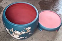 爵遇良品 精品紫砂花盆带托盘君子兰盆大口径蝴蝶兰宜兴紫砂盆圆形绿植盆 特大 宝蓝色-玉兰蝶舞(配底座) 大 实拍图
