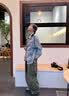 QGF美式复古牛仔外套女春秋季开衫宽松长袖上衣小众chic翻领休闲夹克 浅蓝色 【高品质】 M [建议90-100斤] 实拍图