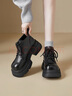 奥古狮登（Agsdon）马丁靴女冬新款大头短筒粗跟靴子女英伦风工装短靴 644099 黑 38 实拍图