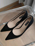 NINE WEST/玖熙羊反绒法式单鞋女通勤高跟鞋NF201039SK 黑色 36 实拍图