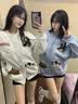 LEMANISM外套女潮牌卡通毛巾绣棒球服男2025春秋新款潮牌情侣款夹克上衣 白花灰 XL 实拍图