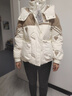 高品质白鸭绒羽绒服刺绣爱心短外套2023冬新款连帽小个子宽松保暖 米白色 L (110-130斤) 实拍图