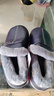 洁丽雅老人棉拖鞋女冬季室内家居防滑厚底包跟皮保暖妈妈老年棉鞋男全包 藏青 44-45 (适合43-44码) 实拍图