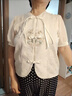 矜持范中式盘扣绣花衬衫女2025夏季新款减龄国风短袖流苏短款泡泡上衣 杏色 M 建议90-100斤 实拍图