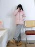 QGF加绒加厚棉衣棉服女冬季新款保暖美式立领外套高级感宽松百搭棉袄 浅绿色 M 实拍图