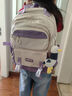 爱迪生发明家初中生书包大容量减负背包男女生高中大学生双肩包 K078-2 米白紫 实拍图