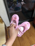 艾舞戈儿童舞蹈鞋女童蕾丝花边软底练功鞋猫爪鞋演出鞋宝宝中国芭蕾舞鞋 粉色 28 实拍图