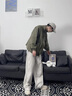 NEW OR MODE美式复古麂皮绒外套男春秋季新款立领夹克男款潮牌痞帅高级感褂子 绿色 XL 实拍图