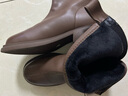 达芙妮瘦瘦靴女加绒低跟短靴女圆头百搭靴子4622607093 棕色（加绒） 37 实拍图