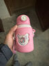 优美家儿童保温杯316不锈钢便携卡通背带水壶学生儿童背带保温杯 8170【粉色宇航员】400ml 实拍图