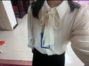 伯德小姐雪纺蝴蝶结衬衫女设计感职业正装白色上衣面试套装衬衣 CS14 长裙套装=白色长袖雪纺+黑色长裙 M -适合100-110斤可穿 实拍图