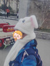 纪奈落儿童帽子围巾一体耳朵会动的帽子兔耳朵卡通兔子加厚保暖长款帽子 白兔子三合一【适合头围60内】 【防寒保暖 柔软舒适】 实拍图