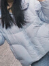 森马（Semir）轻松羽绒|90鸭绒羽绒服女冬季短款宽松花苞连帽甜美三防保暖外套 粉蓝（白鸭绒）80081 L 实拍图