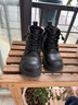 百丽童鞋冬季儿童靴子女童时尚皮靴宝宝保暖加绒马丁靴 黑色28码 实拍图