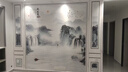 新中式客厅电视背景墙壁布沙发山水影视墙墙布壁纸顺风顺水3d壁画 无缝绒底8d浮雕貢绸布 定制 实拍图