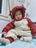巴拉巴拉童装婴儿连体羽绒服连体衣宝宝衣服2025冬装哈衣爬服萌趣男童女童 玫红色小山羊-白鸭绒 90 cm-充绒量94g 实拍图