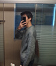 马登工装 美式复古渐变条纹毛衣美拉德套头圆领混纺针织衫男春季 铅灰色 S 实拍图