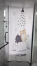 未来式浴室浴帘隔断卫生间防霉套装免打孔门帘子淋浴高档防水布洗澡窗帘 花洒猫咪 套装:帘120宽X180高+杆70-120 实拍图