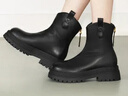 百丽（Belle）舒适瘦瘦休闲靴女2025冬新款商场同款羊皮复古靴B7E1DDD5 黑色-单里 39 (245mm) 实拍图