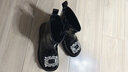 斯纳菲（Snoffy）冬季女童加绒棉靴时尚水晶皮靴儿童保暖短靴中大童靴子鸢尾黑30 实拍图