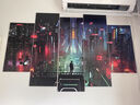 赛博朋克挂画网吧酒吧背景墙面装饰卧室墙壁画电竞酒店房间装饰画 C32AZ37-01 20*40cm*2+20*60cm*3布纹膜 实拍图