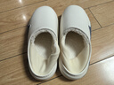 洁丽雅防水棉拖鞋男士秋冬季家居室内防滑防臭保暖踩屎感全包跟棉鞋女款 白蓝 44-45 【适合43-44码】 实拍图