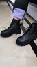 达芙妮马丁靴女英伦风厚底高跟短靴加绒女靴4622607107 黑色/加绒 40  实拍图