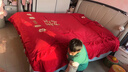 婚庆牛奶绒四件套结婚高档红色床单被套新婚加厚被套床上用品冬季 牛奶绒花边款-喜事临门 1.8m床单四件套-适200x230被芯 实拍图