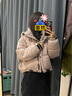 鸭鸭（YAYA）2024冬季新款羽绒服女加厚小个子短款宽松保暖连帽美拉德泡芙外套 皮粉色 S /155 实拍图