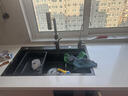 浪鲸（SSWW）厨房水槽枪灰色纳米不锈钢台下盆洗碗池洗菜盆家用一体大单槽TK12 80×46雨幕龙头+皂液器 实拍图