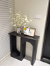 法式复古岩板玄关柜走廊艺术极简玄关桌靠墙双拱形设计置物架新款 米白色 110纯白岩板 实拍图