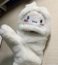 途尊手套女秋冬天可爱毛绒保暖防寒学生韩版加绒翻盖全指送女友 翻盖大白狗白色 实拍图