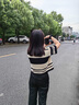 矜持范阔腿裤女时尚套装女夏季新款韩版宽松盐系穿搭条纹Polo领上衣 polo上衣+黑绑带裤[套装] L 适合106-120斤 实拍图