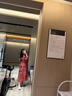 尚都比拉春秋中长款印花红色连衣裙气质女神范显瘦度假裙子 红花 L  实拍图