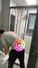 东鹏（DONGPENG）淋浴房三联动推拉门一字形极窄干湿分离玻璃隔断沐浴房含挡水条 枪灰1.0-1.09/2米高|极窄 升级1.0壁厚不锈钢+2cm极窄边框 实拍图